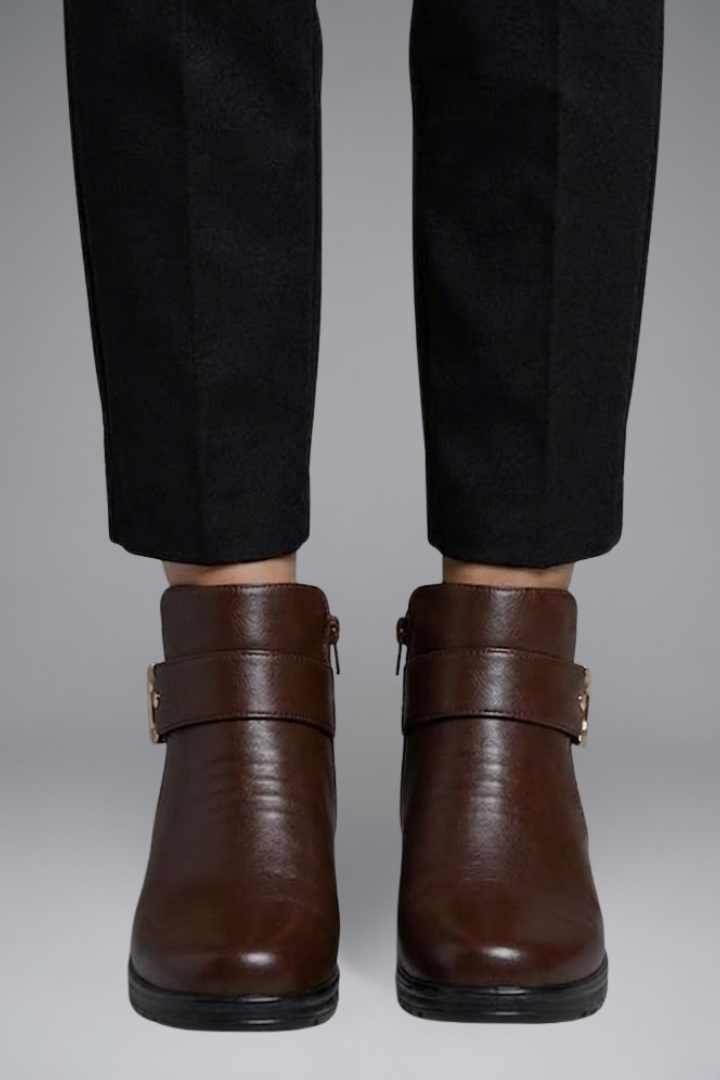 Structured Orthopedic PU Leather Ankle Boots