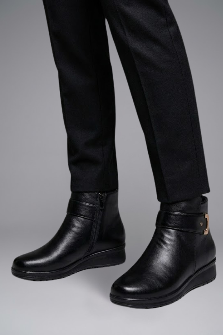 Structured Orthopedic PU Leather Ankle Boots