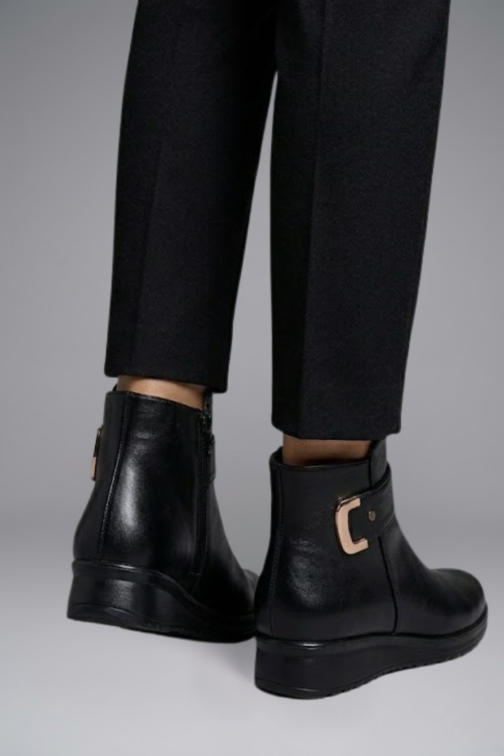 Structured Orthopedic PU Leather Ankle Boots