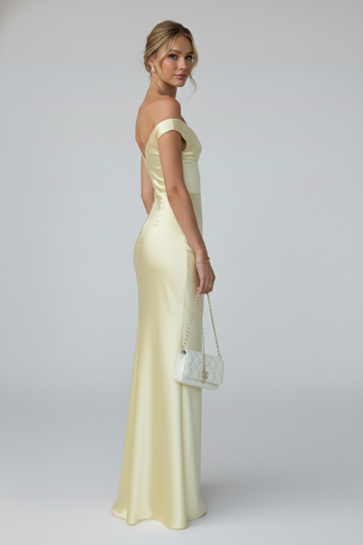 Off-Shoulder Maxi Dress with Fitted Bodice