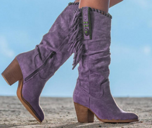 Western Fringe Orthopedic Block Heel Boots