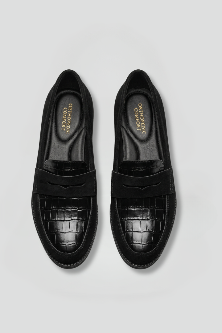 Croc-Embossed Orthopedic Slip-On Loafers