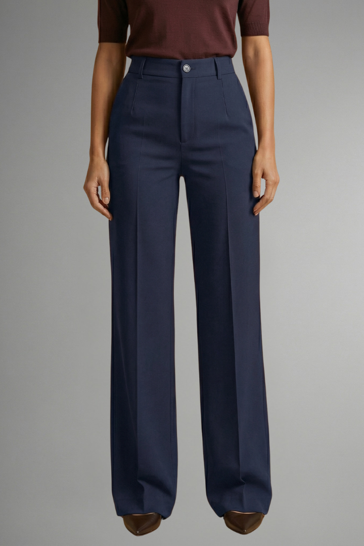 High Waist Straight Leg Pull-On Trousers