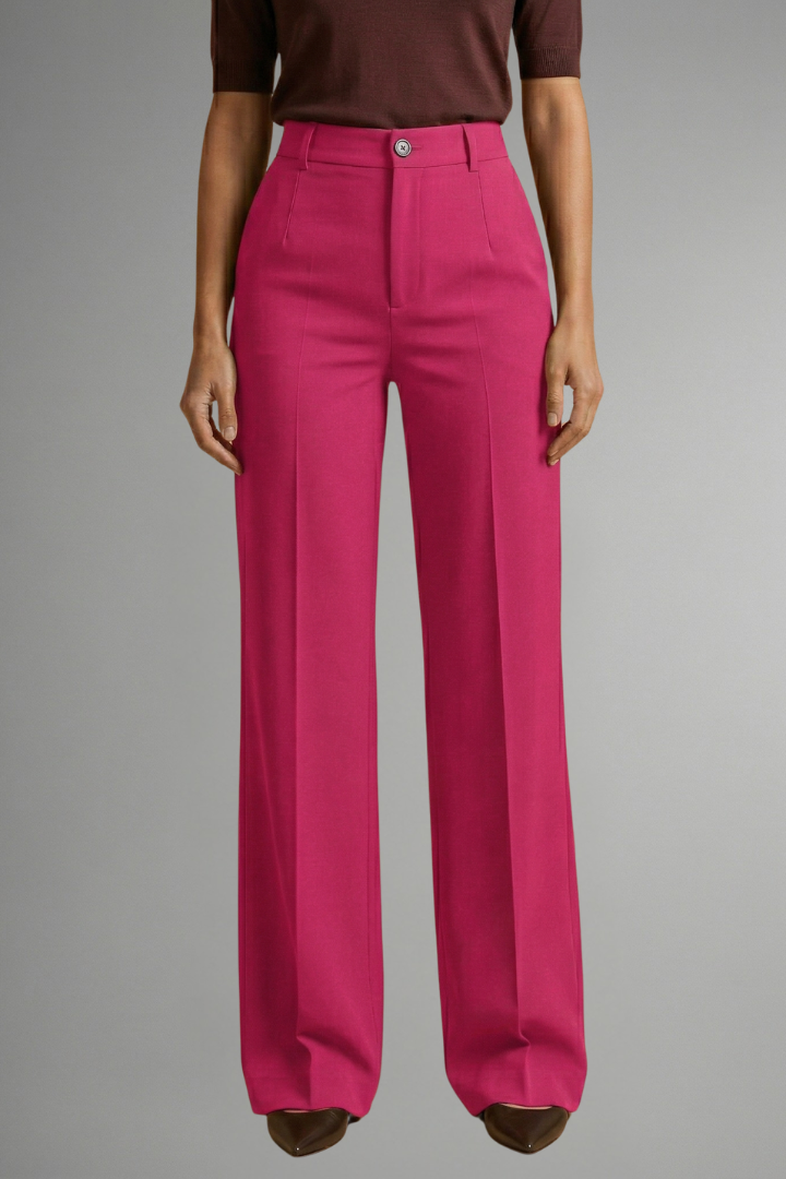 High Waist Straight Leg Pull-On Trousers