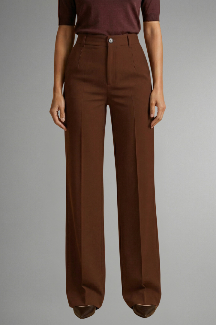 High Waist Straight Leg Pull-On Trousers