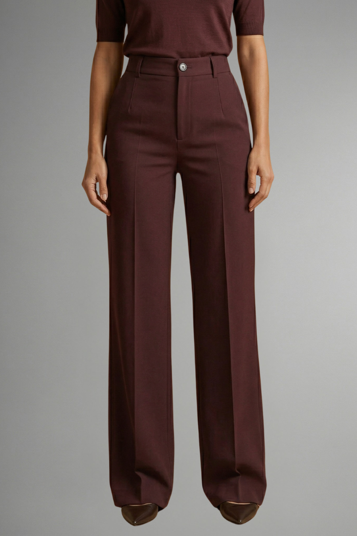 High Waist Straight Leg Pull-On Trousers