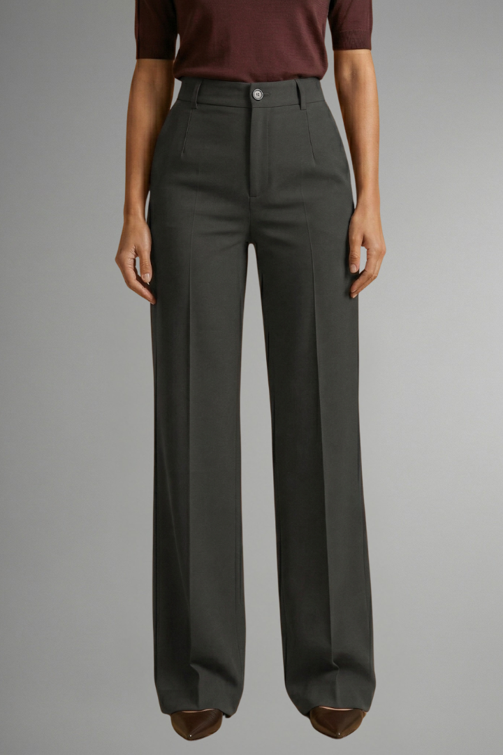 High Waist Straight Leg Pull-On Trousers