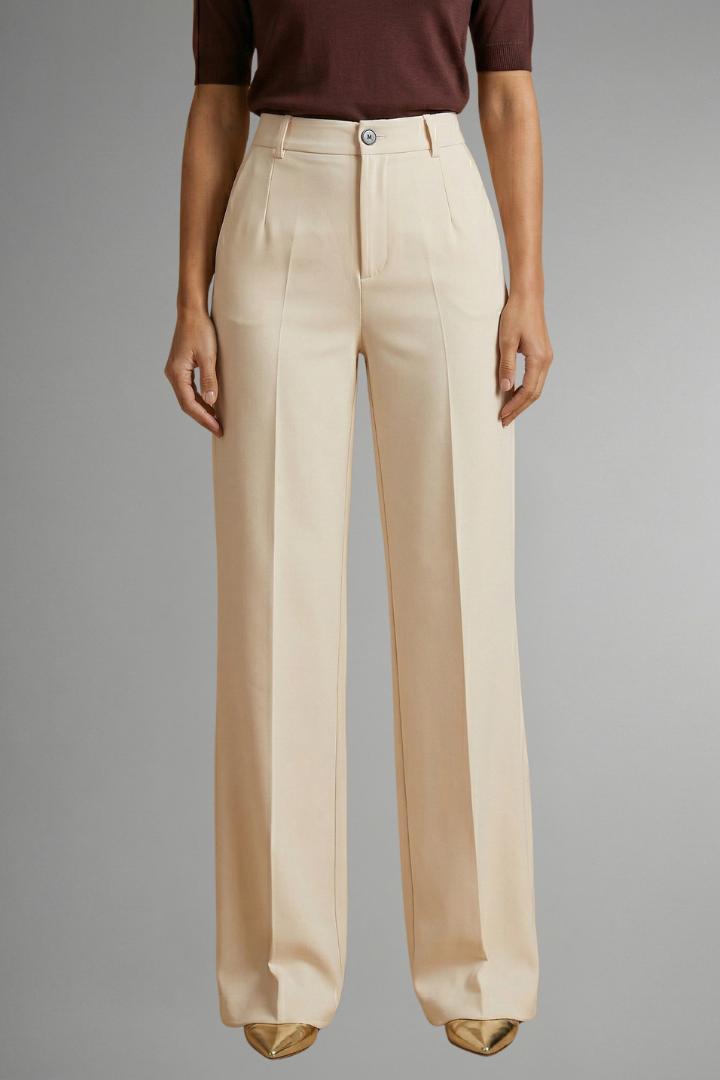 High Waist Straight Leg Pull-On Trousers