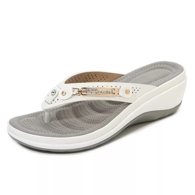 Women's Leather Arch Support Sandals with Cushioned Footbed