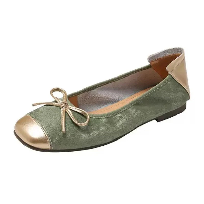 Square Toe Bow Ballet Flats