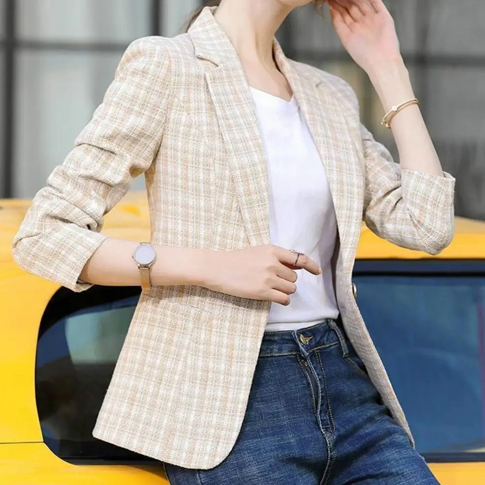 Tonal Plaid Tailored Blazer