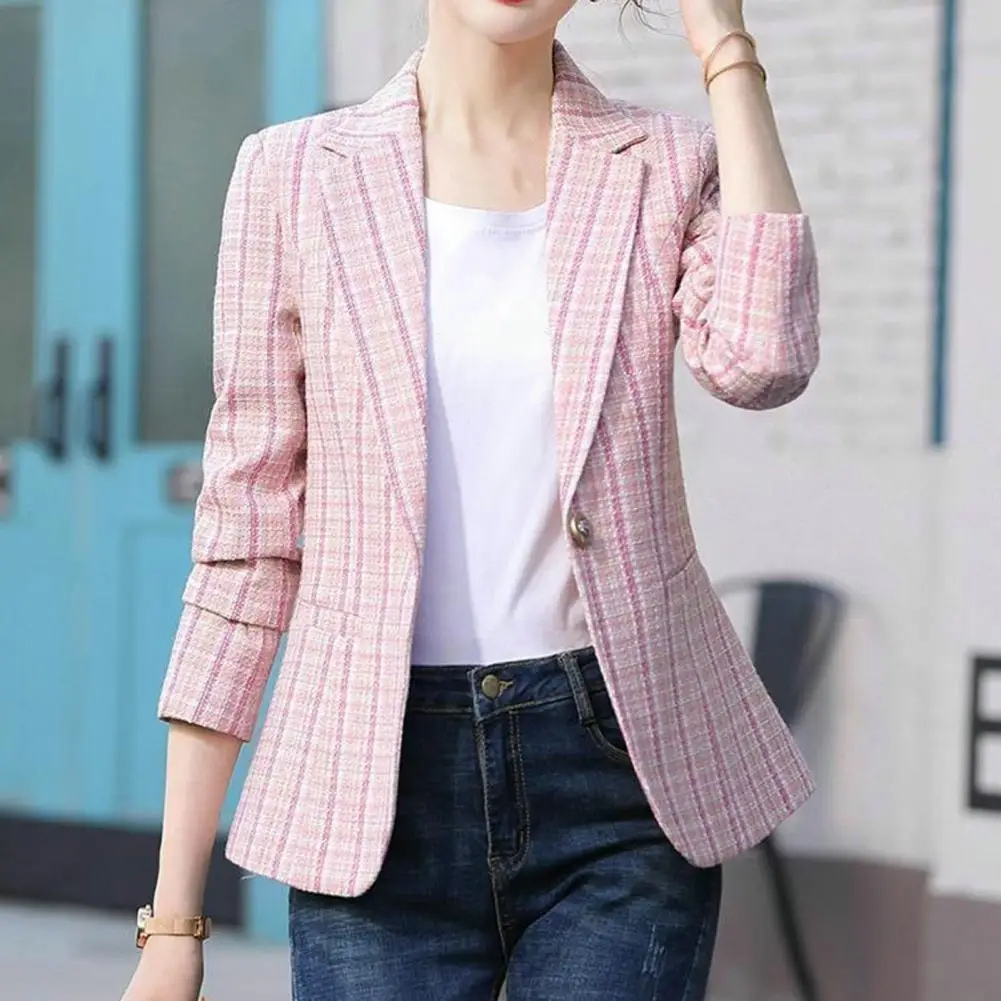 Tonal Plaid Tailored Blazer