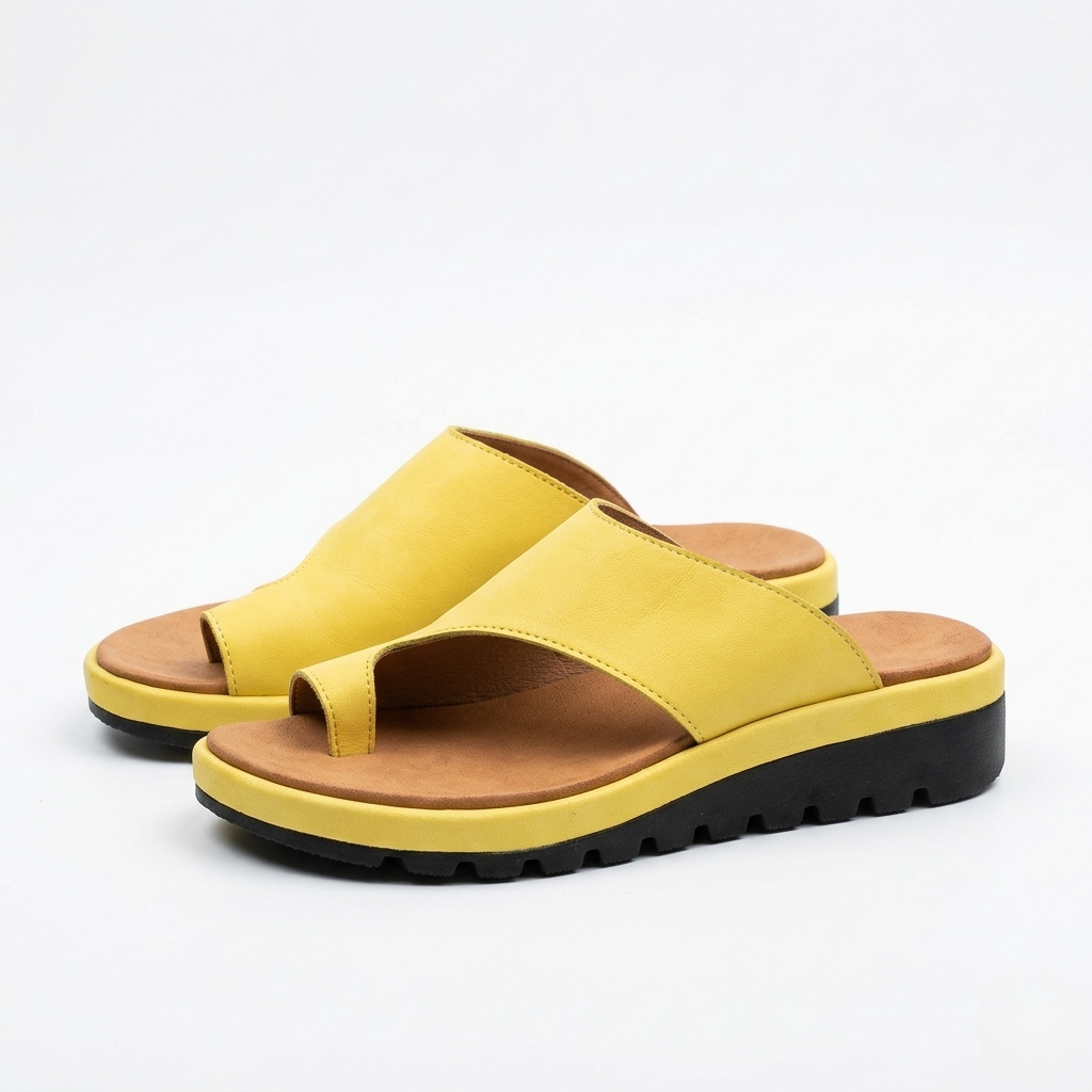 Toe Ring Slide Sandals with Non-Slip Wedge Sole