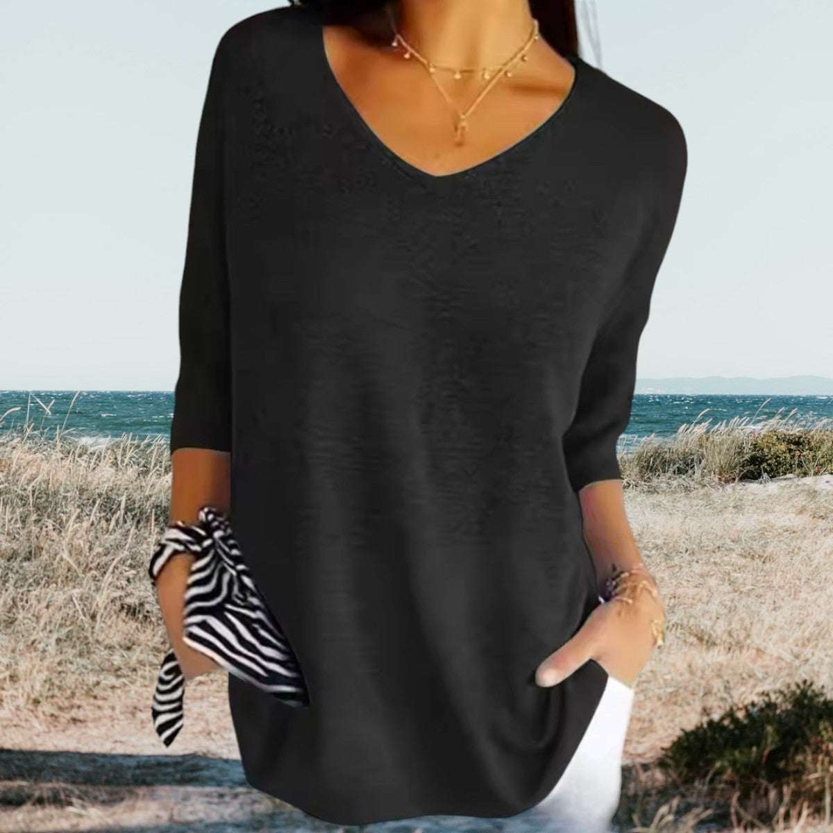 Loose Fit V Neck Summer Top