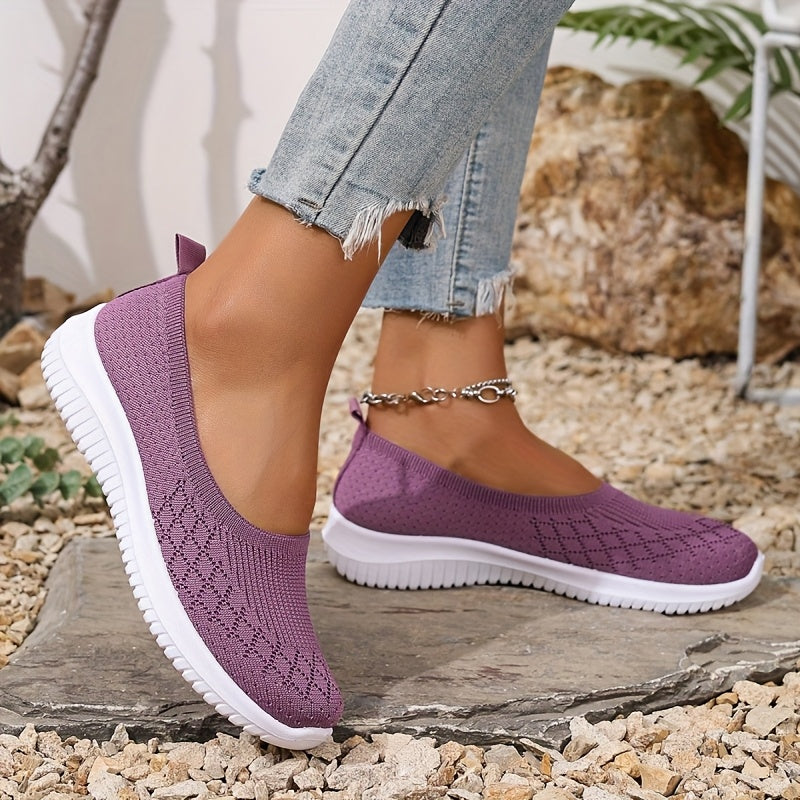 Knit Upper Closed Toe Slip-On Flat