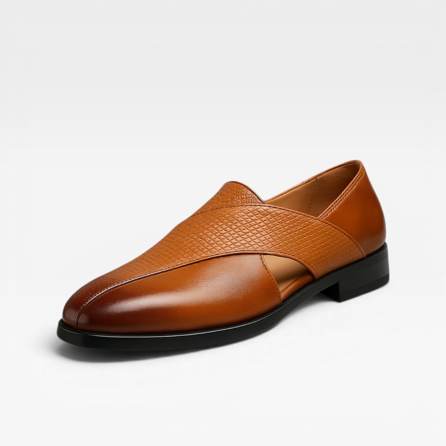 Cross Strap Genuine Leather Loafers