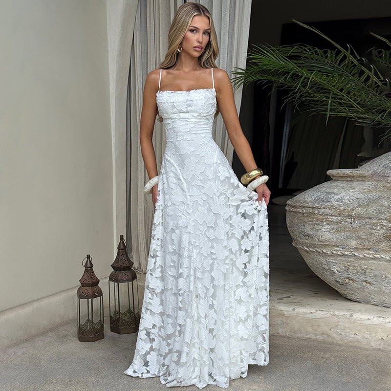 Floral Spaghetti Strap Evening Dress