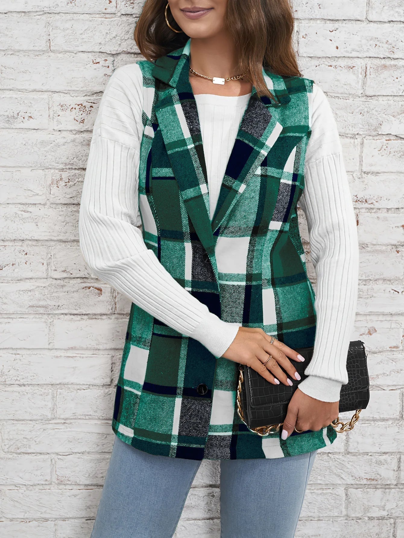 Drunelle Elegant Tailored Check Waistcoat
