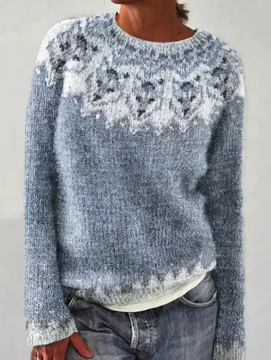 Nordic Stripe Knit Pullover Sweater