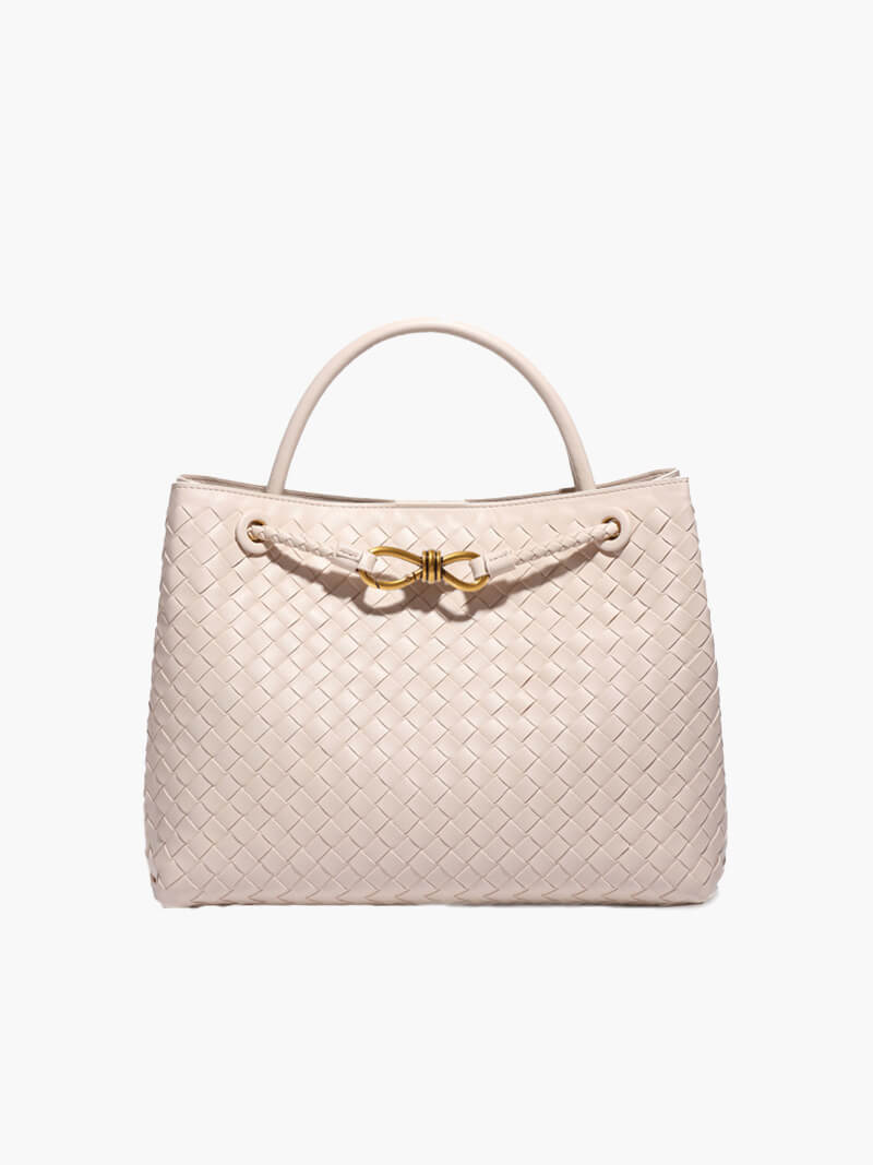 Structured Braided Faux Leather Tote Handbag