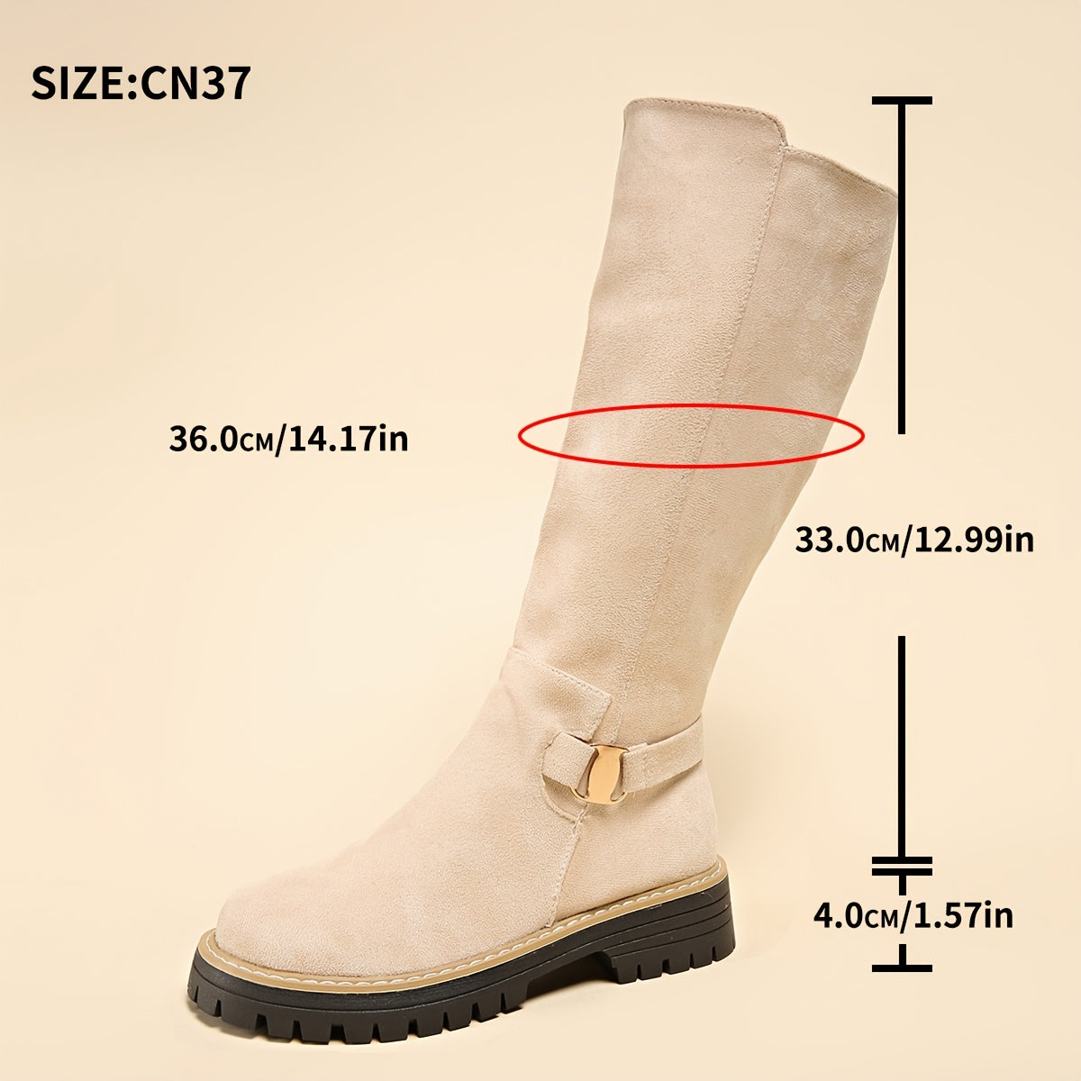 Knee-High Boots with Block Heel and Lug Sole