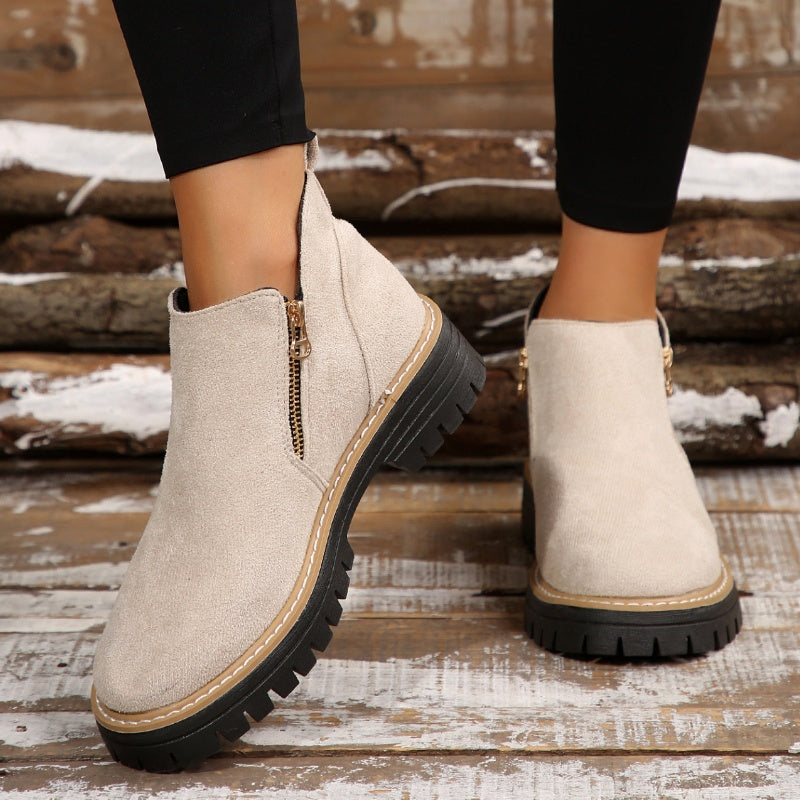 Platform Ankle Boots with Lug Sole