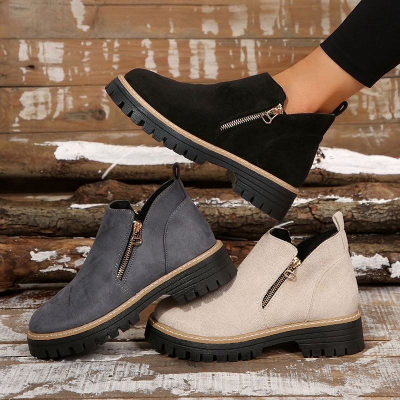 Platform Ankle Boots with Lug Sole