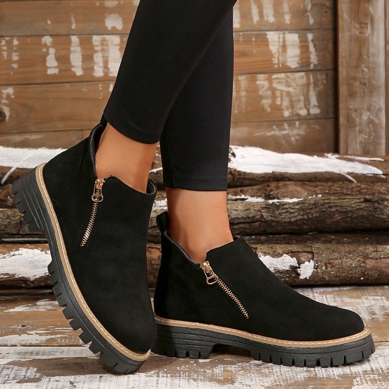 Platform Ankle Boots with Lug Sole