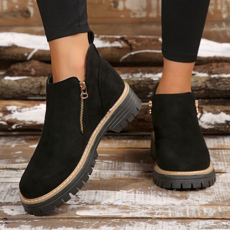 Platform Ankle Boots with Lug Sole