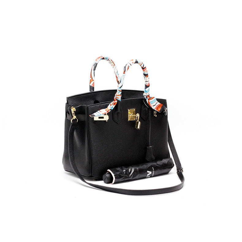 Leather Structured Shoulder Handbag