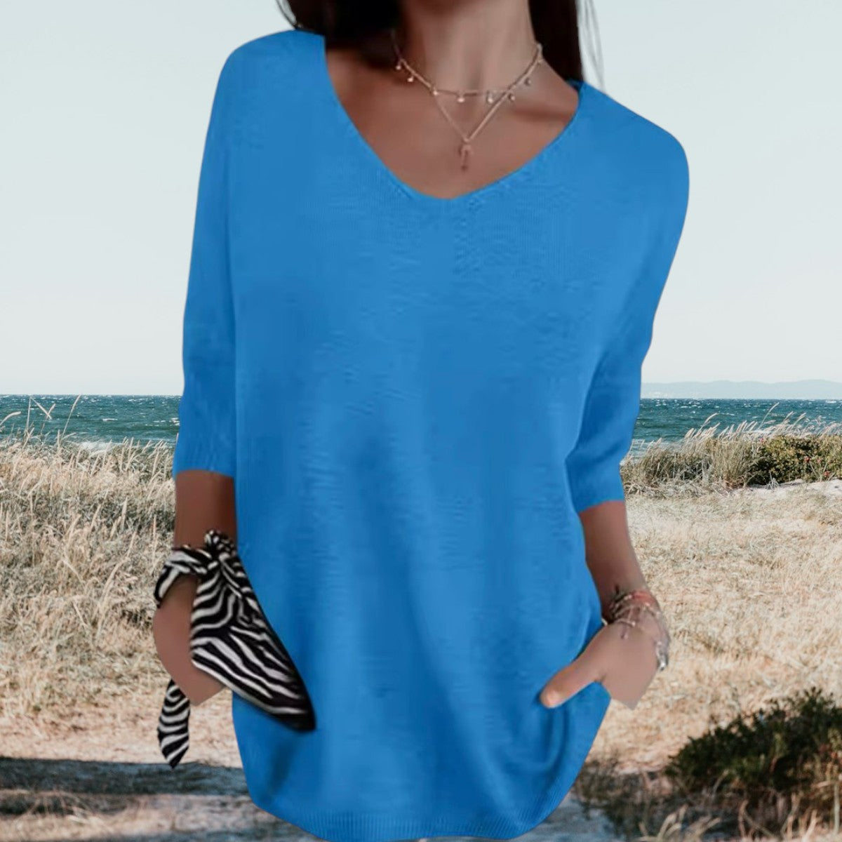 Loose Fit V Neck Summer Top