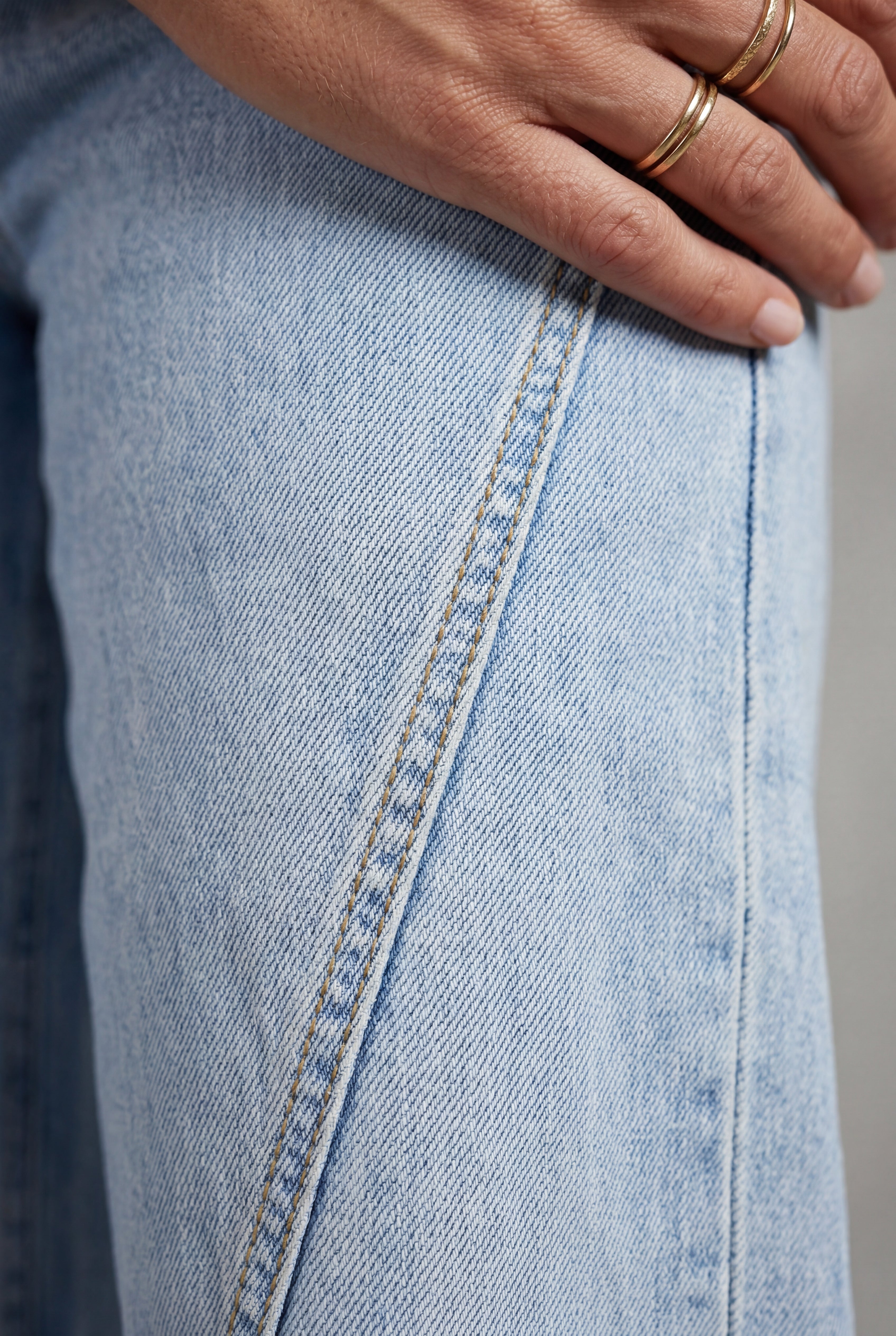 Angled Seam High Waist Straight Leg Jeans