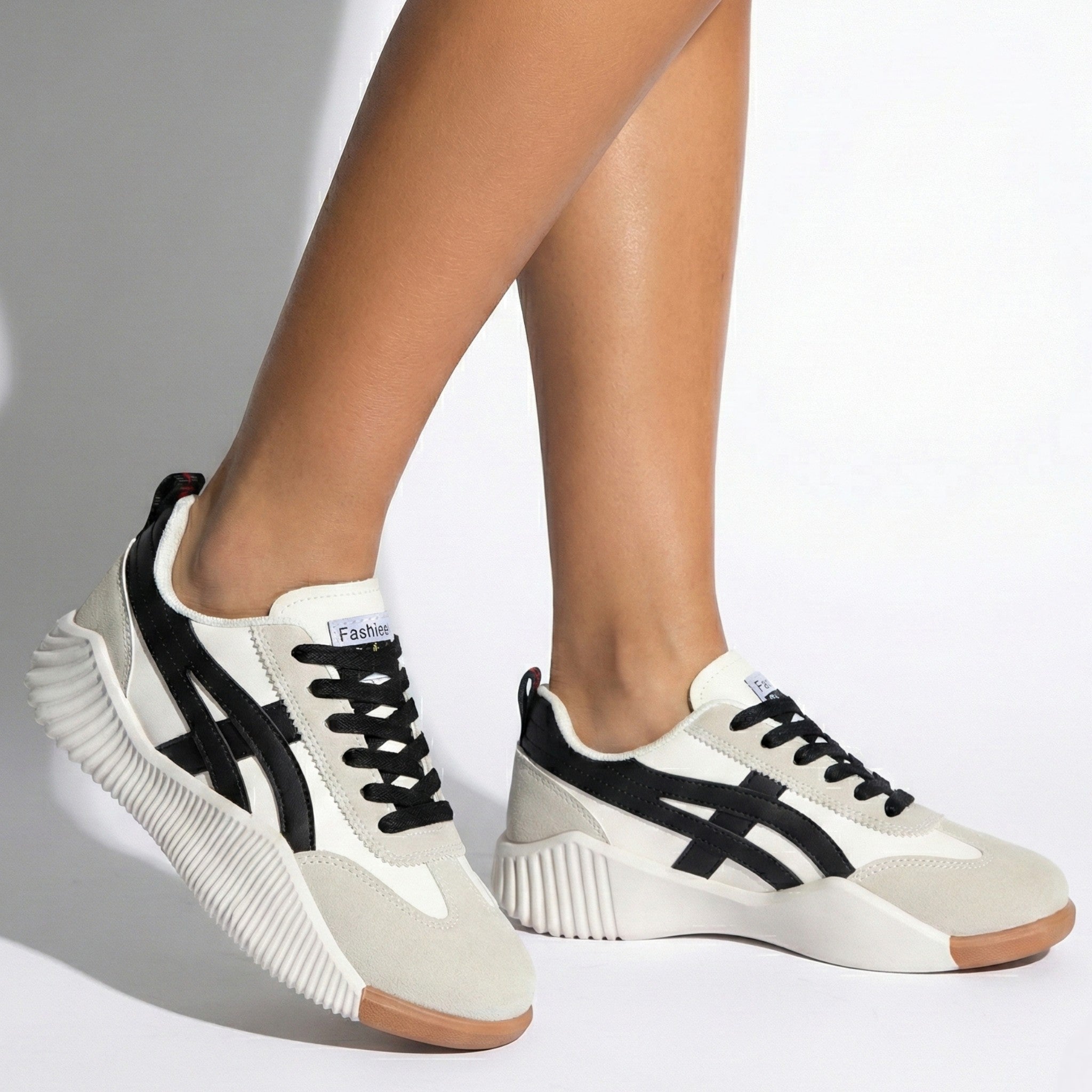 Chunky Sole Colorblock Lace-Up Sneakers
