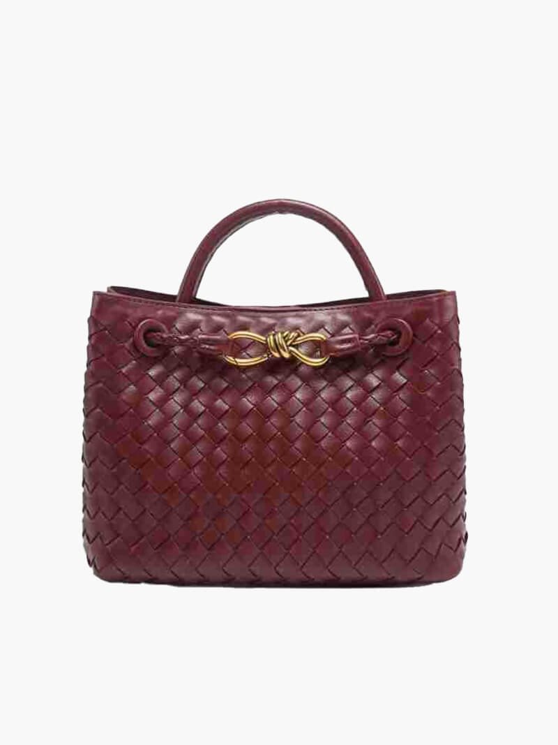 Structured Braided Faux Leather Tote Handbag