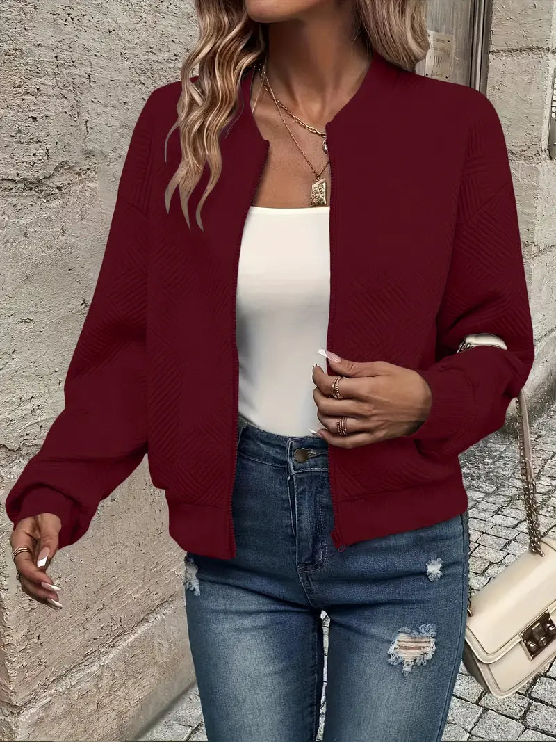 Lightweight Zip Up Jacket With Stand Collar
