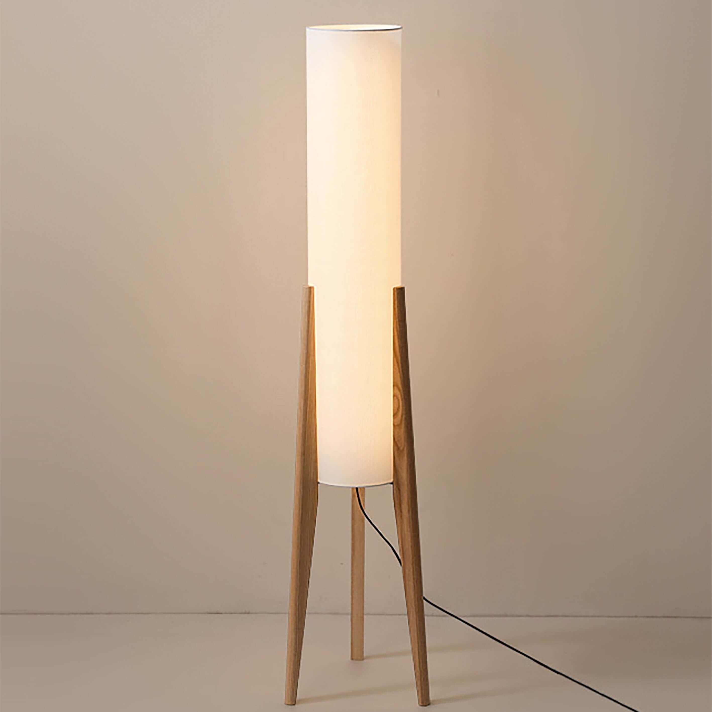 Solid Wood Floor Lamp With Fabric Shade