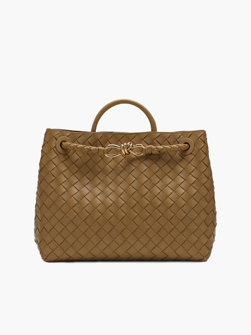 Structured Braided Faux Leather Tote Handbag