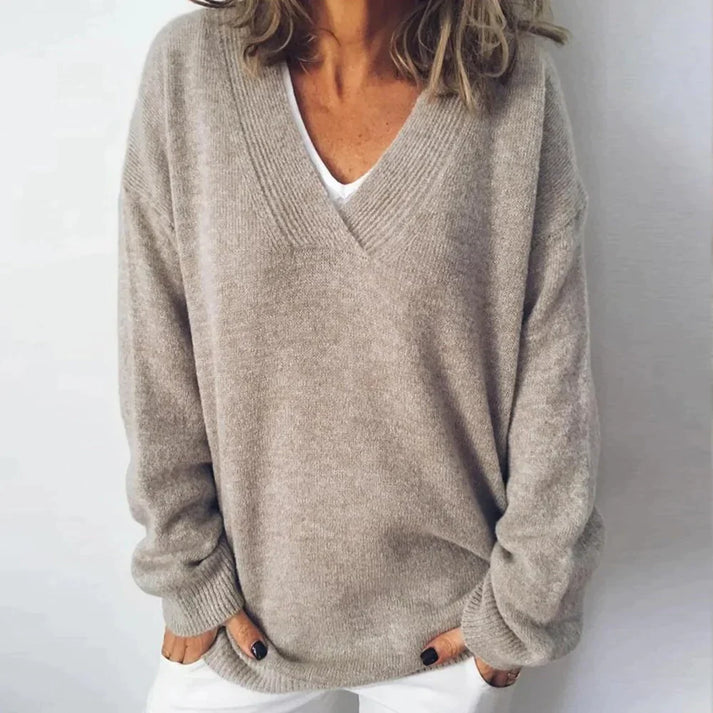 V-Neck Knit Jumper in Relaxed Fit