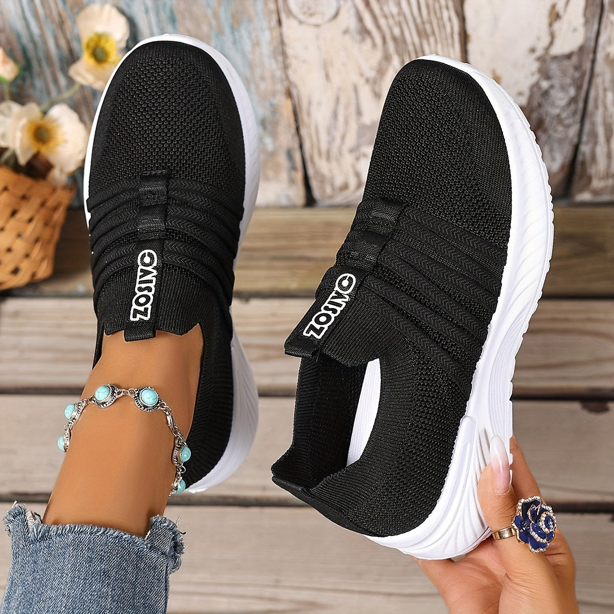 Women's Slip-On Walking Shoes with Cushioned Sole