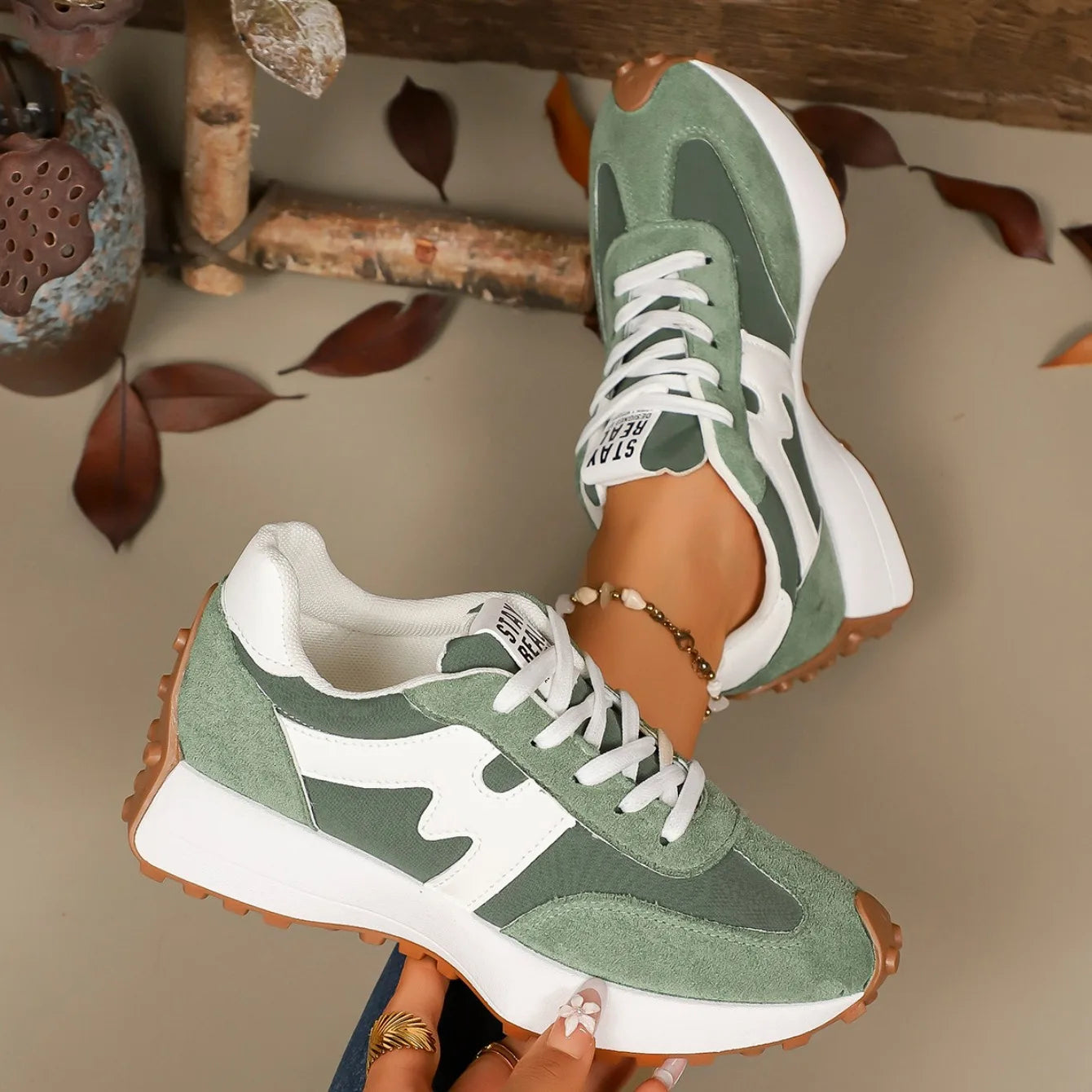 Platform Lace-Up Athletic Sneakers