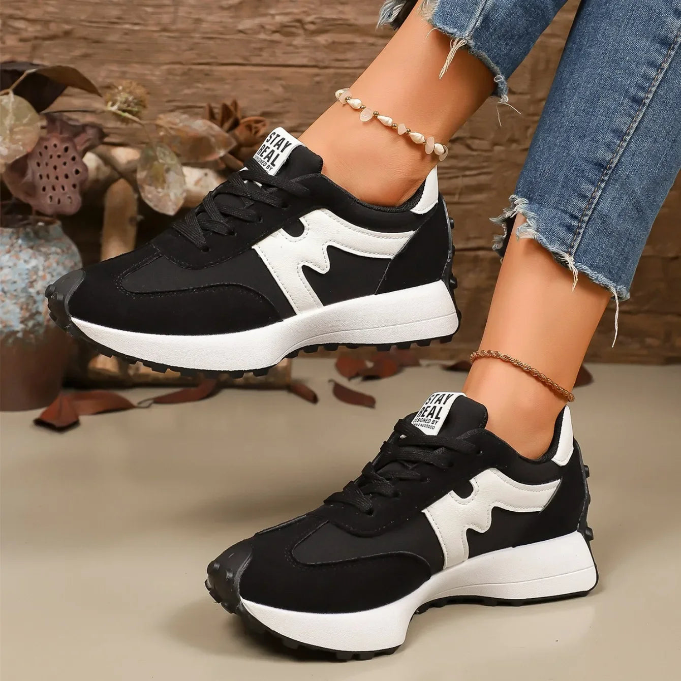 Platform Lace-Up Athletic Sneakers