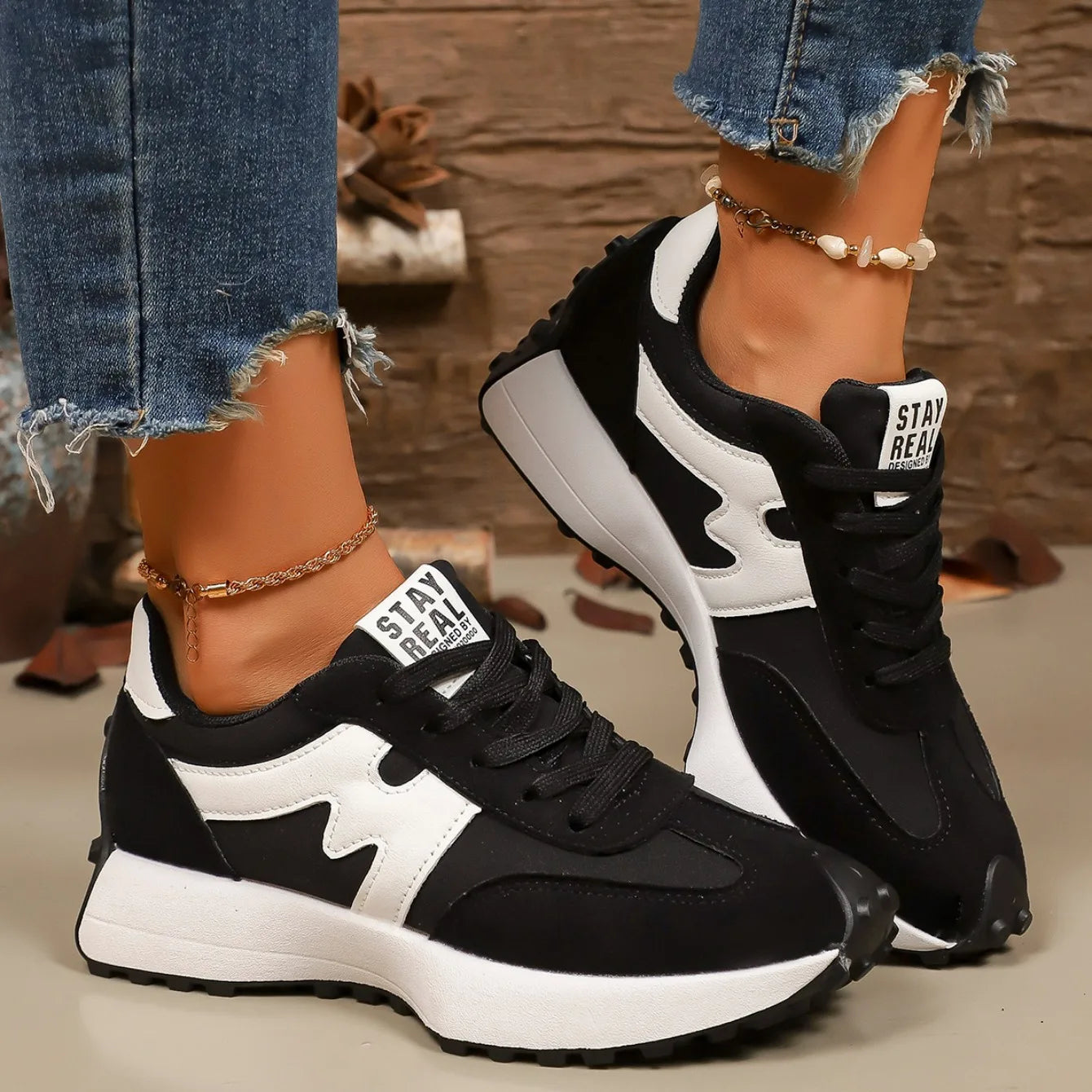 Platform Lace-Up Athletic Sneakers