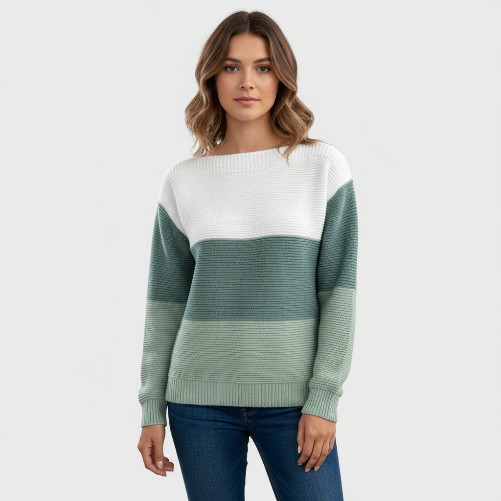 Claire Elegant Three-Color Patchwork Sweater