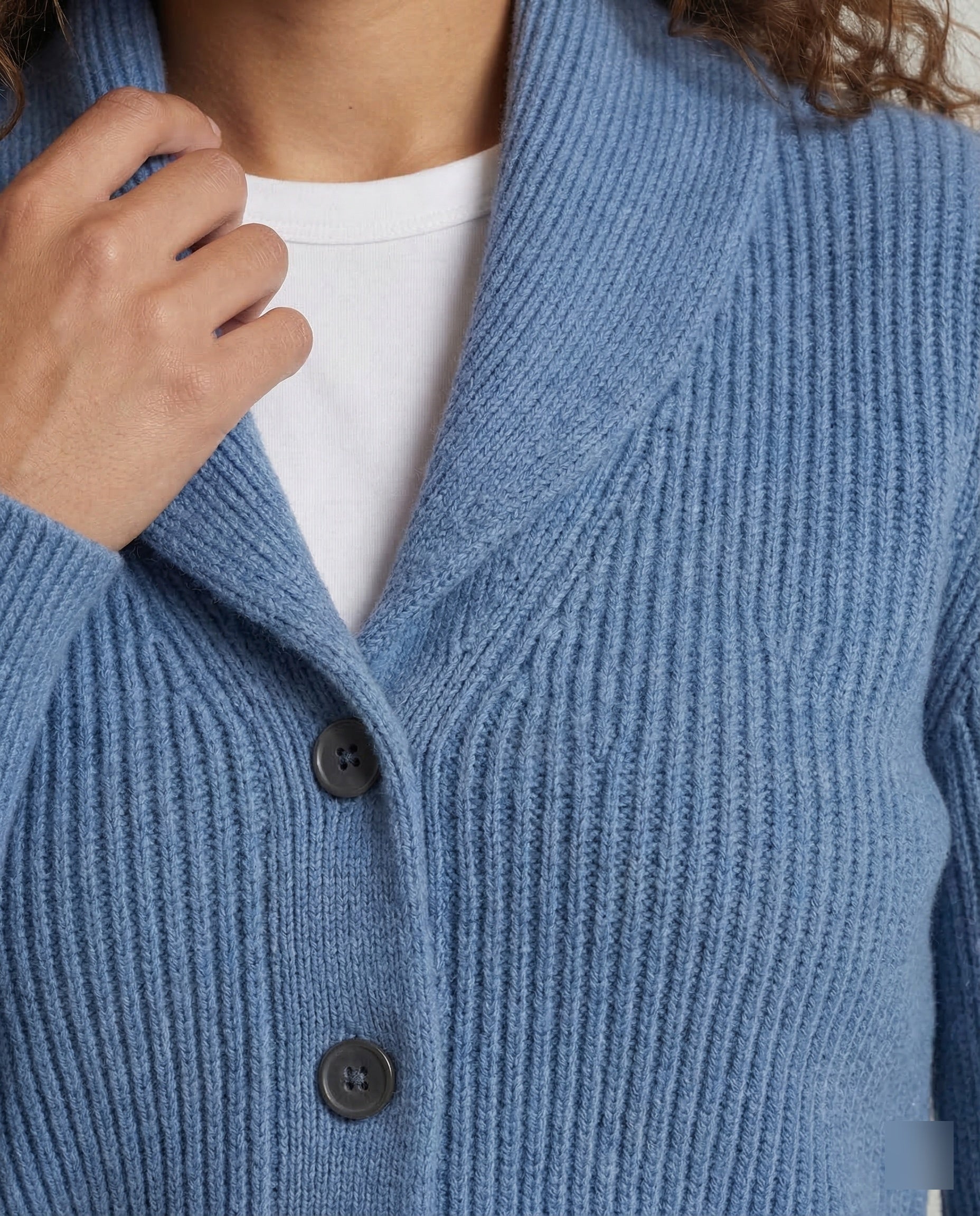 Lapel Collar Knit Cardigan With Button Front