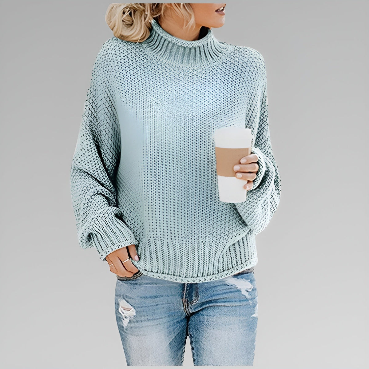 Chunky Knit Turtleneck Pullover Sweater