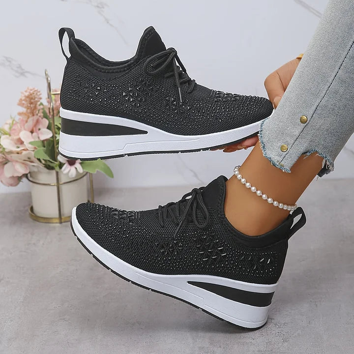 Rhinestone Orthopedic Arch Support Mesh Sneakers