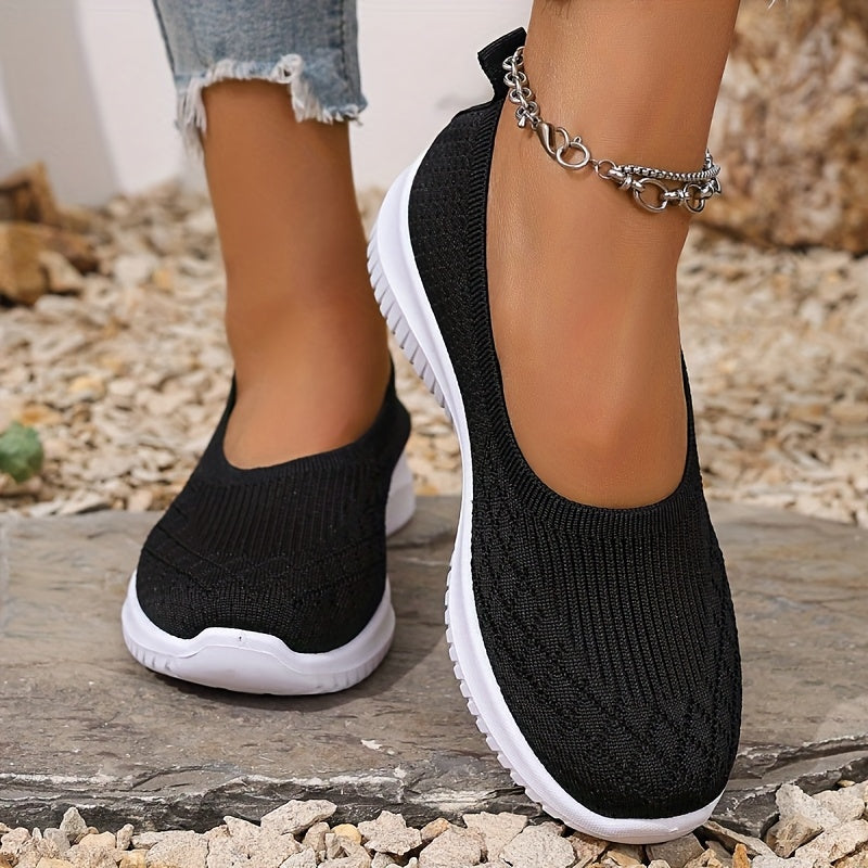 Knit Upper Closed Toe Slip-On Flat