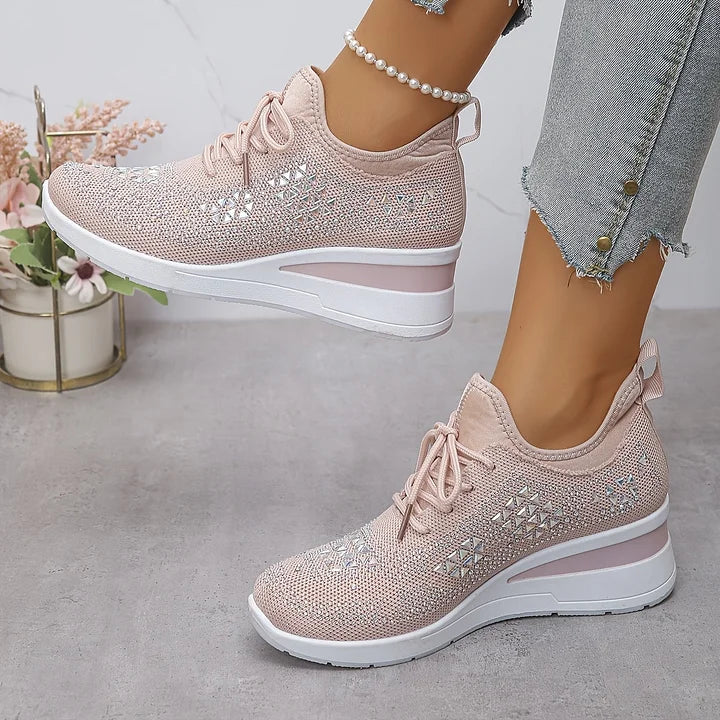 Rhinestone Orthopedic Arch Support Mesh Sneakers