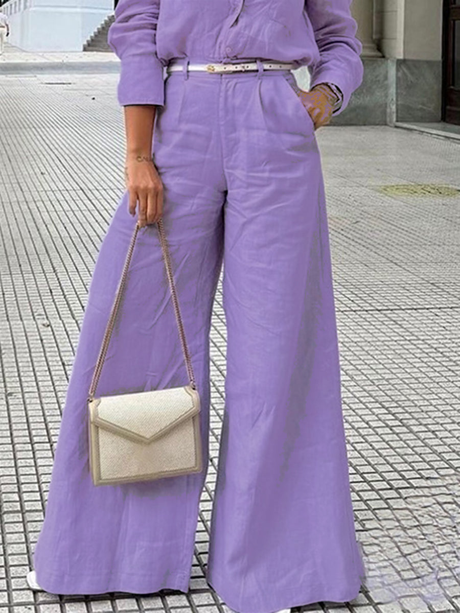 High Waisted Split-Joint Wide Leg Trousers