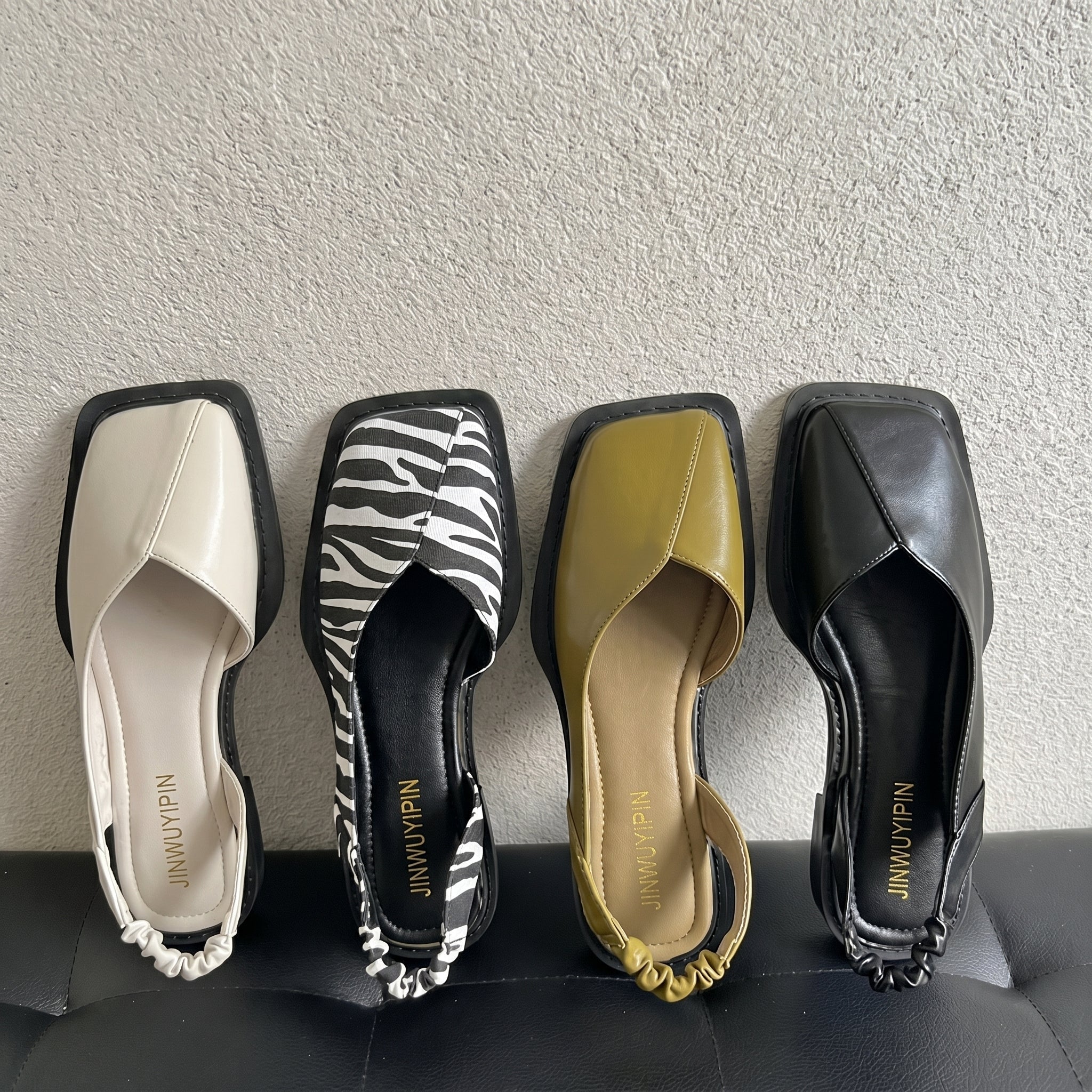 Daisy Square Toe Slingback Block Heel Sandals